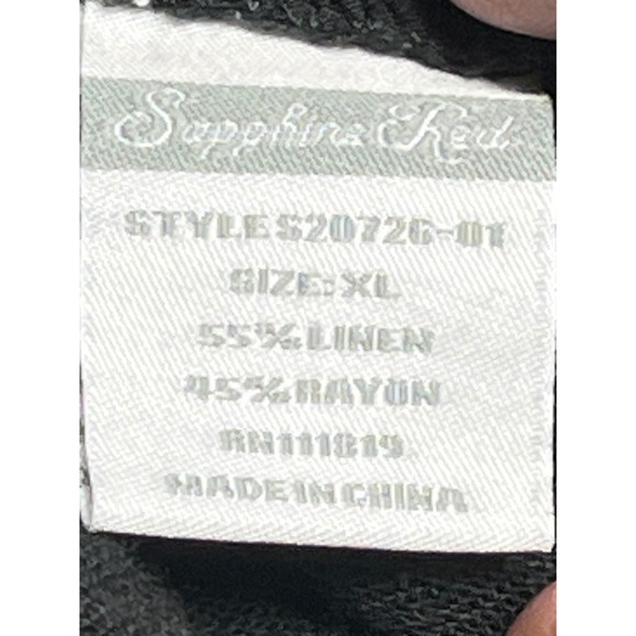 Sapphire Red Black Linen Blend Relaxed Fit Paperbag Waist Shorts  Size Medium - Picture 11 of 13